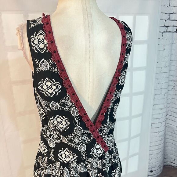 Free People Black White Nights Embroidered Sleeveless Mini Dress Size Small - Picture 8 of 13